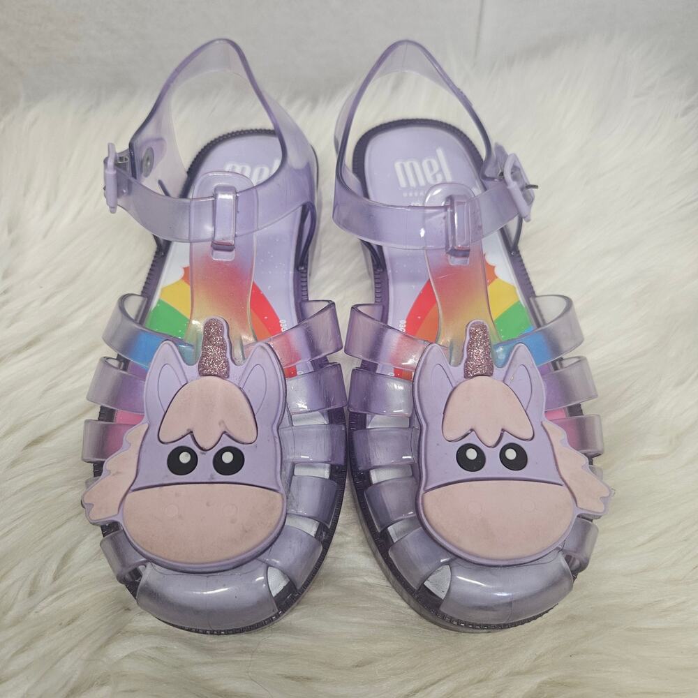 Mel Dreamed by Melissa Possession Unicorn Jelly Sandals Kids Size 1 - Clear